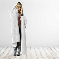 Hawaiian and Japanese Together Hooded Blanket Colorful Traditional Japanese Tattoo and Kakau Pattern White Color