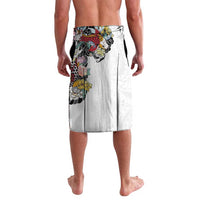 Hawaiian and Japanese Together Lavalava Colorful Traditional Japanese Tattoo and Kakau Pattern White Color