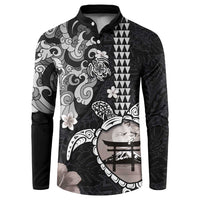 Hawaiian and Japanese Together Button Sweatshirt Japanese Culture and Turtle Kakau Tattoo Black Color LT03 Black - Polynesian Pride