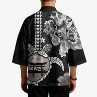 Hawaiian and Japanese Together Kimono Japanese Culture and Turtle Kakau Tattoo Black Color - Polynesian Pride