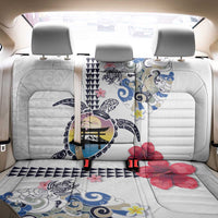 Hawaiian and Japanese Together Back Car Seat Cover Japanese Culture and Turtle Kakau Tattoo White Color