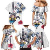 Hawaiian and Japanese Together Family Matching Mermaid Dress and Hawaiian Shirt Japanese Culture and Turtle Kakau Tattoo White Color