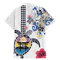 Hawaiian and Japanese Together Family Matching Mermaid Dress and Hawaiian Shirt Japanese Culture and Turtle Kakau Tattoo White Color