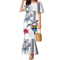 Hawaiian and Japanese Together Family Matching Mermaid Dress and Hawaiian Shirt Japanese Culture and Turtle Kakau Tattoo White Color