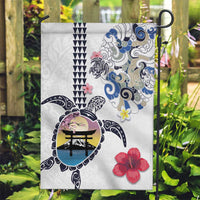 Hawaiian and Japanese Together Garden Flag Japanese Culture and Turtle Kakau Tattoo White Color