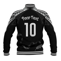 New Zealand Rugby Custom Baseball Jacket Aotearoa Armour Blacks Silver Ferns - Polynesian Pride