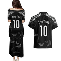 New Zealand Rugby Custom Couples Matching Puletasi and Hawaiian Shirt Aotearoa Armour Blacks Silver Ferns - Polynesian Pride