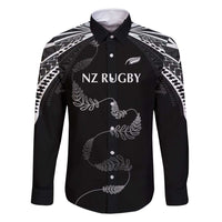 New Zealand Rugby Custom Family Matching Mermaid Dress and Hawaiian Shirt Aotearoa Armour Blacks Silver Ferns - Polynesian Pride
