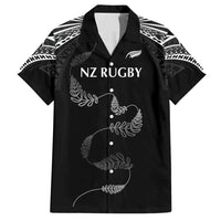 New Zealand Rugby Custom Family Matching Off Shoulder Maxi Dress and Hawaiian Shirt Aotearoa Armour Blacks Silver Ferns LT03 Dad's Shirt - Short Sleeve Black - Polynesian Pride