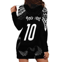 New Zealand Rugby Custom Hoodie Dress Aotearoa Armour Blacks Silver Ferns - Polynesian Pride