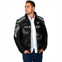 New Zealand Rugby Custom Padded Jacket Aotearoa Armour Blacks Silver Ferns - Polynesian Pride