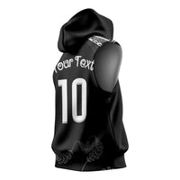 New Zealand Rugby Custom Sleeveless Hoodie Aotearoa Armour Blacks Silver Ferns - Polynesian Pride