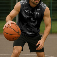 New Zealand Rugby Custom Sleeveless Hoodie Aotearoa Armour Blacks Silver Ferns - Polynesian Pride