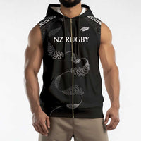 New Zealand Rugby Custom Sleeveless Zip Hoodie Aotearoa Armour Blacks Silver Ferns LT03 - Polynesian Pride