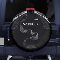 New Zealand Rugby Spare Tire Cover Aotearoa Armour Blacks Silver Ferns LT03 No hole Black - Polynesian Pride