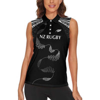 New Zealand Rugby Custom Women Sleeveless Polo Shirt Aotearoa Armour Blacks Silver Ferns - Polynesian Pride