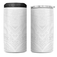 Tonga White Sunday 4 in 1 Can Cooler Tumbler Tongan Tribal Heritage Tattoos - Polynesian Pride