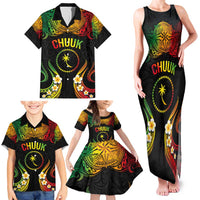 Personalised Chuuk Independence Day Family Matching Tank Maxi Dress and Hawaiian Shirt Polynesian Tattoo and Plumeria Reggae Color LT03 - Polynesian Pride