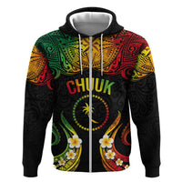 Personalised Chuuk Independence Day Hoodie Polynesian Tattoo and Plumeria Reggae Color LT03 Zip Hoodie Reggae - Polynesian Pride