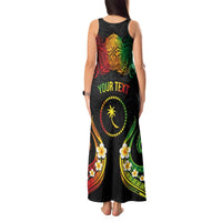 Personalised Chuuk Independence Day Tank Maxi Dress Polynesian Tattoo and Plumeria Reggae Color