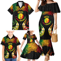 Personalised New Caledonia Independence Day Family Matching Mermaid Dress and Hawaiian Shirt Polynesian Tattoo and Plumeria Reggae Color LT03 - Polynesian Pride