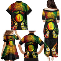 Personalised New Caledonia Independence Day Family Matching Puletasi and Hawaiian Shirt Polynesian Tattoo and Plumeria Reggae Color LT03 - Polynesian Pride