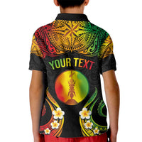 Personalised New Caledonia Independence Day Kid Polo Shirt Polynesian Tattoo and Plumeria Reggae Color LT03 - Polynesian Pride