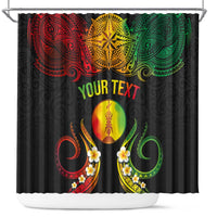 Personalised New Caledonia Independence Day Shower Curtain Polynesian Tattoo and Plumeria Reggae Color LT03 Reggae - Polynesian Pride