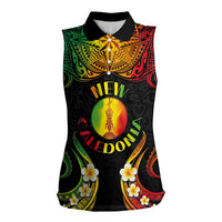 Personalised New Caledonia Independence Day Women Sleeveless Polo Shirt Polynesian Tattoo and Plumeria Reggae Color LT03 Female Reggae - Polynesian Pride