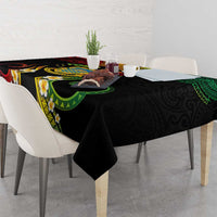 Personalised Tuvalu Independence Day Tablecloth Polynesian Tattoo and Plumeria Reggae Color