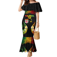 Personalised Malampa Fiji Day Family Matching Mermaid Dress and Hawaiian Shirt Polynesian Tattoo and Plumeria Reggae Color