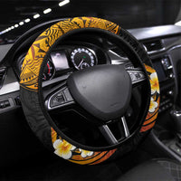 Malampa Fiji Day Steering Wheel Cover Polynesian Tattoo and Plumeria Reggae Color LT03 Universal Fit Reggae - Polynesian Pride