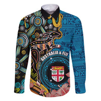 Fiji and Australia Kangaroos Family Matching Tank Maxi Dress and Hawaiian Shirt Indigenous Aboriginal and Fijian Masi Tribal Tattoo