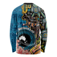 Fiji and Australia Kangaroos Long Sleeve Shirt Indigenous Aboriginal and Fijian Masi Tribal Tattoo LT03 - Polynesian Pride