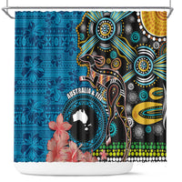 Fiji and Australia Kangaroos Shower Curtain Indigenous Aboriginal and Fijian Masi Tribal Tattoo