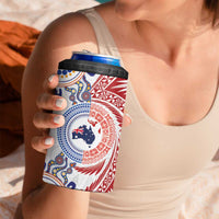 Tongan and Australian Culture Together 4 in 1 Can Cooler Tumbler Ngatu Art Tribal Aboriginal Tattoo Pattern - Polynesian Pride