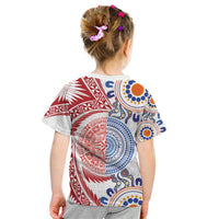 Tongan and Australian Culture Together Kid T Shirt Ngatu Art Tribal Aboriginal Tattoo Pattern LT03 - Polynesian Pride