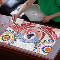 Tongan and Australian Culture Together Puzzle Ngatu Art Tribal Aboriginal Tattoo Pattern - Polynesian Pride