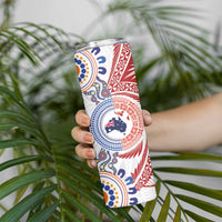 Tongan and Australian Culture Together Skinny Tumbler Ngatu Art Tribal Aboriginal Tattoo Pattern - Polynesian Pride