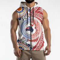 Tongan and Australian Culture Together Sleeveless Zip Hoodie Ngatu Art Tribal Aboriginal Tattoo Pattern LT03 - Polynesian Pride