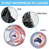 Tongan and Australian Culture Together Spare Tire Cover Ngatu Art Tribal Aboriginal Tattoo Pattern - Polynesian Pride