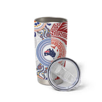 Tongan and Australian Culture Together Tumbler Cup Ngatu Art Tribal Aboriginal Tattoo Pattern - Polynesian Pride