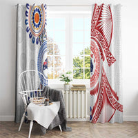 Tongan and Australian Culture Together Window Curtain Ngatu Art Tribal Aboriginal Tattoo Pattern - Polynesian Pride