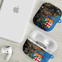 Fijian and Australian Culture Together AirPods Case Aboriginal Art and Tapa Motifs with Kangaroo and Palm Tree LT03 - Polynesian Pride
