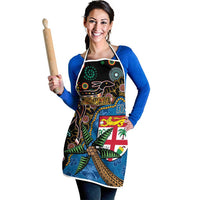 Fijian and Australian Culture Together Apron Aboriginal Art and Tapa Motifs with Kangaroo and Palm Tree - Polynesian Pride