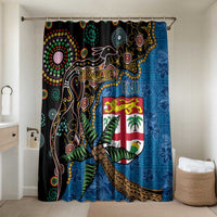 Fijian and Australian Culture Together Bathroom Set Aboriginal Art and Tapa Motifs with Kangaroo and Palm Tree - Polynesian Pride