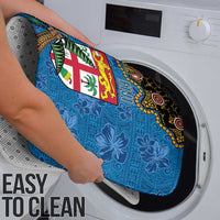 Fijian and Australian Culture Together Bathroom Set Aboriginal Art and Tapa Motifs with Kangaroo and Palm Tree - Polynesian Pride