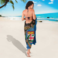 Fijian and Australian Culture Together Sarong Aboriginal Art and Tapa Motifs with Kangaroo and Palm Tree - Polynesian Pride