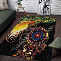 Papua New Guinea and Australia Together Area Rug Bird of Paradise and Kangaroo Melanesian Aboriginal Motifs - Polynesian Pride