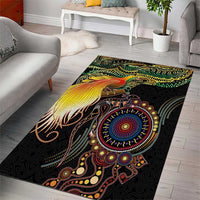 Papua New Guinea and Australia Together Area Rug Bird of Paradise and Kangaroo Melanesian Aboriginal Motifs - Polynesian Pride